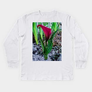 The Red Calla Lily Kids Long Sleeve T-Shirt